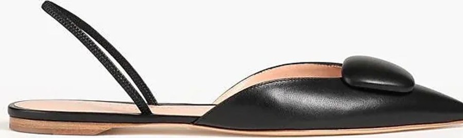 Frauen Rupert Sanderson Ballerinas | Flache Schuhe Mit Spitzer Kappe Aus Leder Mit Applikationen - Schwarz - Eu 36