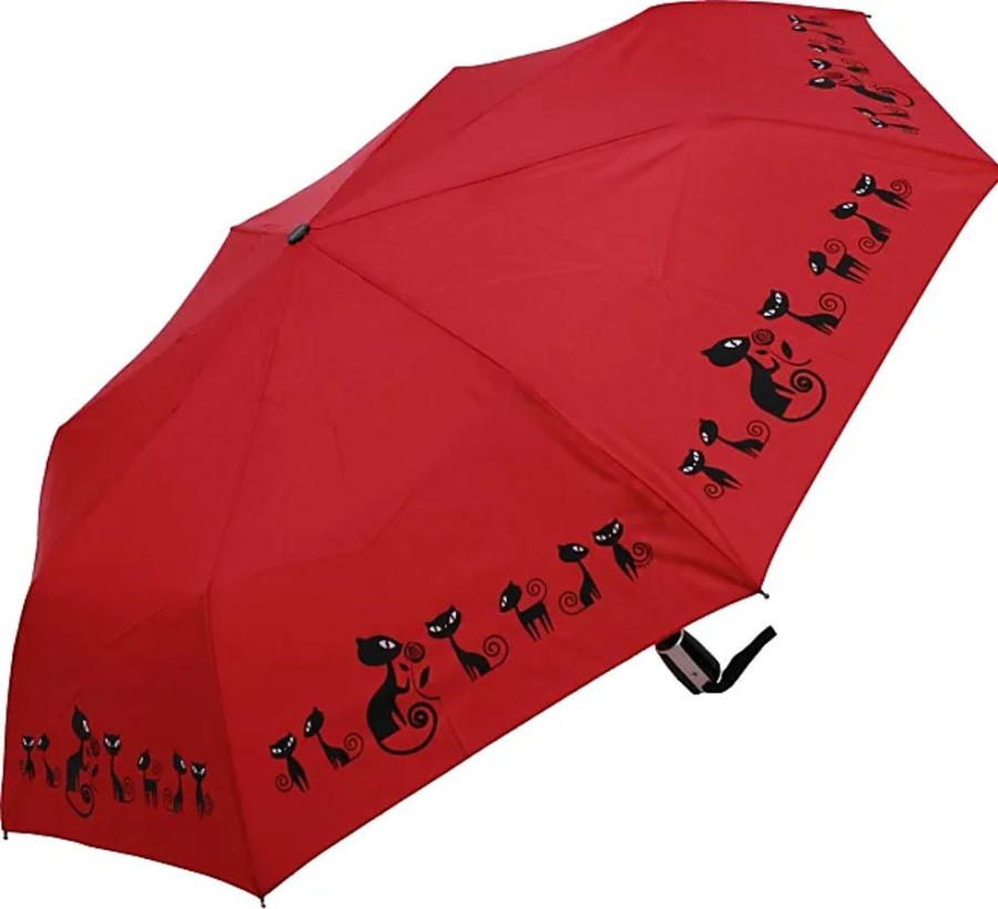 Frauen Doppler Regenschirme | Mini Taschenschirm Auf-Zu-Automatik Cats - Red