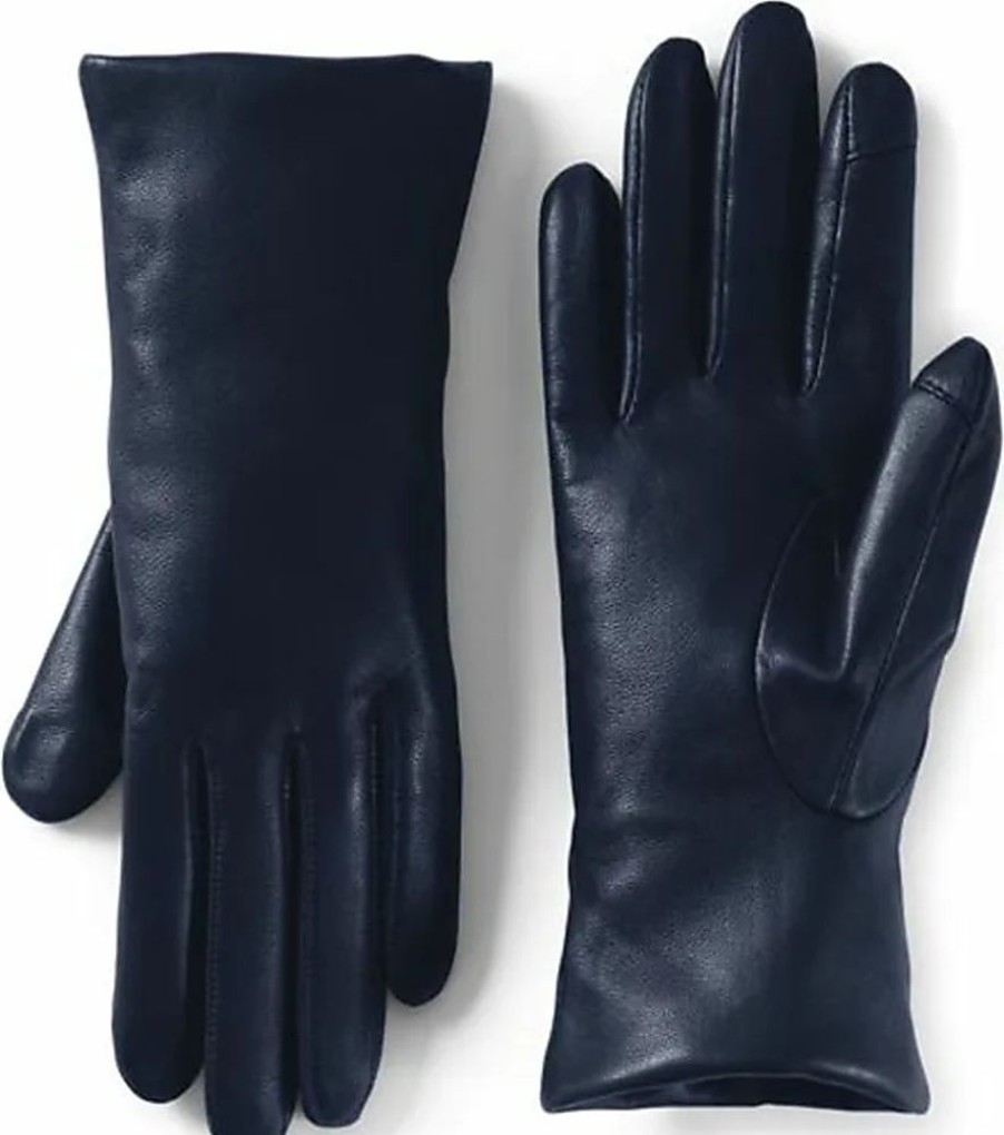 Frauen Lands End Handschuhe | Lederhandschuhe Mit Kaschmirfutter, Damen, Grose:Xl Regular, Blau, Kaschmir/Leder, By Lands End