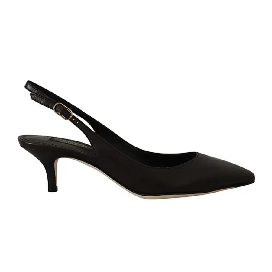 Frauen Dolce & Gabbana Pumps | Schwarze Leder Slingback Heels - Italienischer Stil Dolce & Gabbana