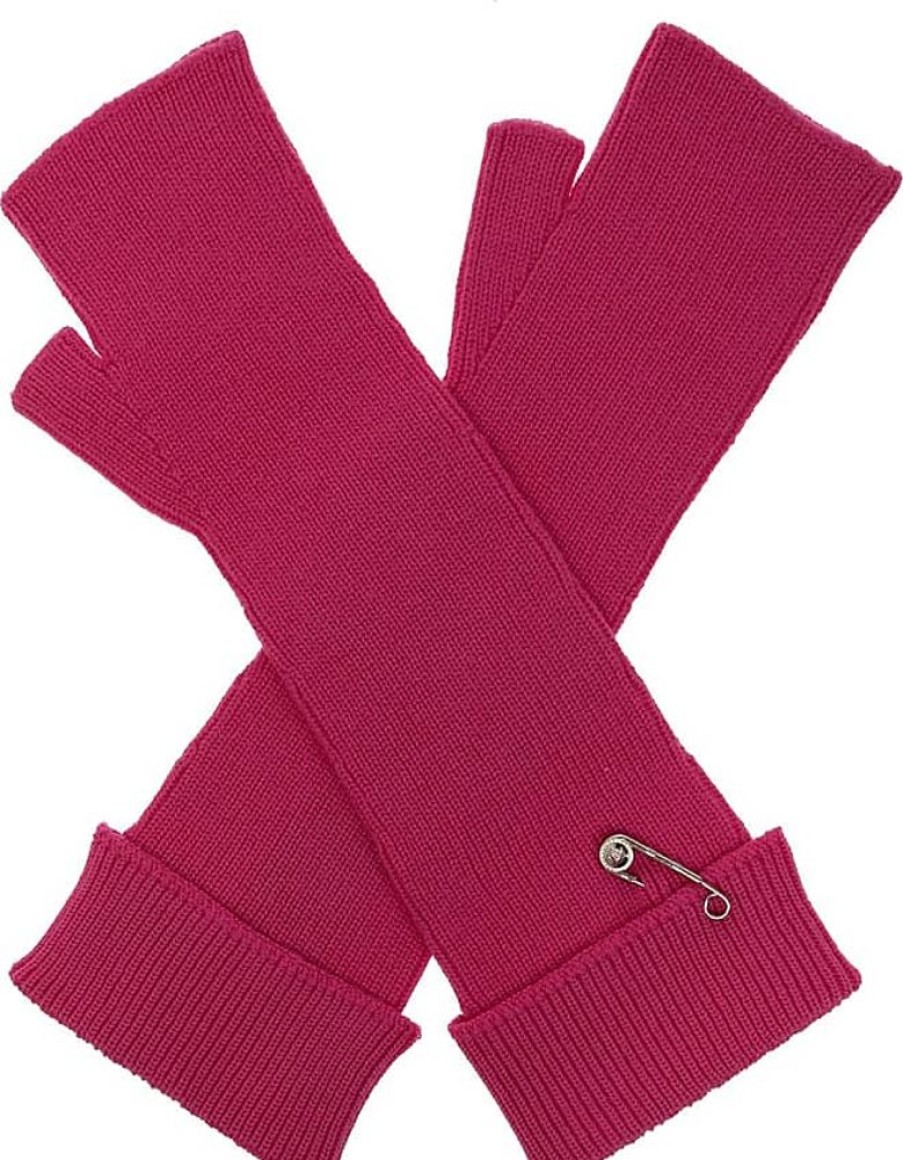 Frauen Versace Handschuhe | Wool Fingerless Gloves, Womens, Pink