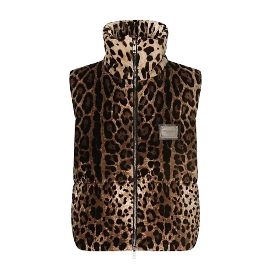 Frauen Dolce & Gabbana Westen | Leopardenmuster Gilet, Braune Jacken Dolce & Gabbana