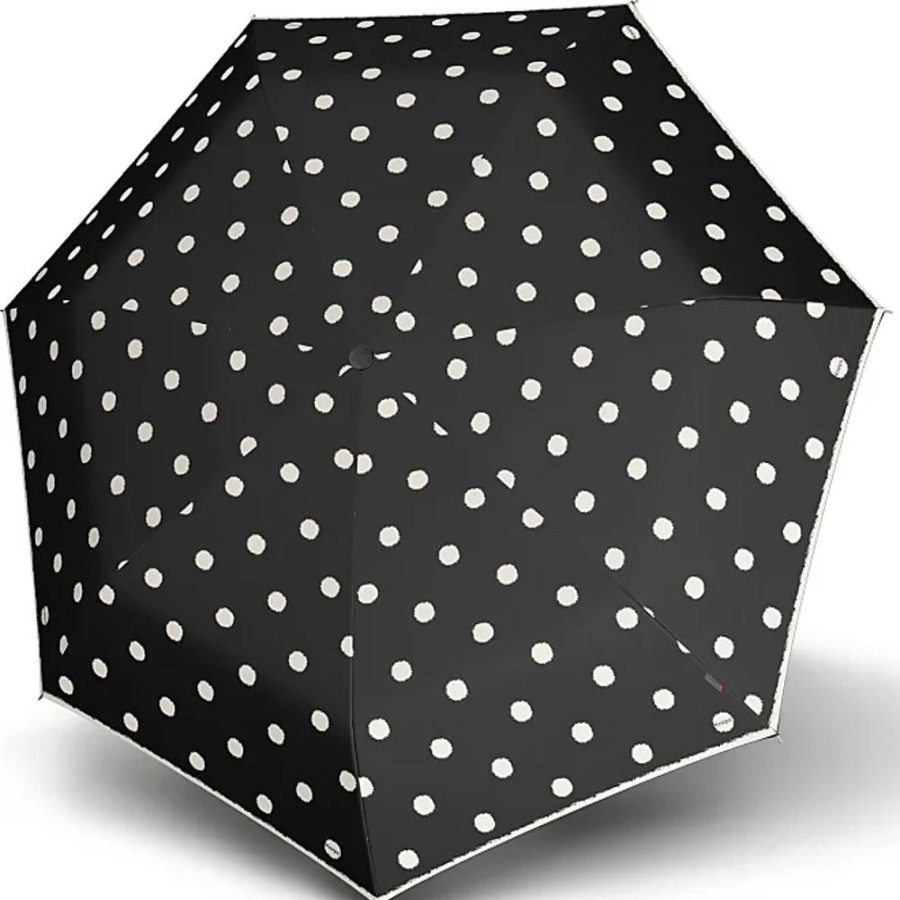 Frauen Knirps Regenschirme | Taschenregenschirm Knirps T.020 Small Manual, Dot Art Black Schwarz (Dot Art Black) Regenschirme Taschenschirme