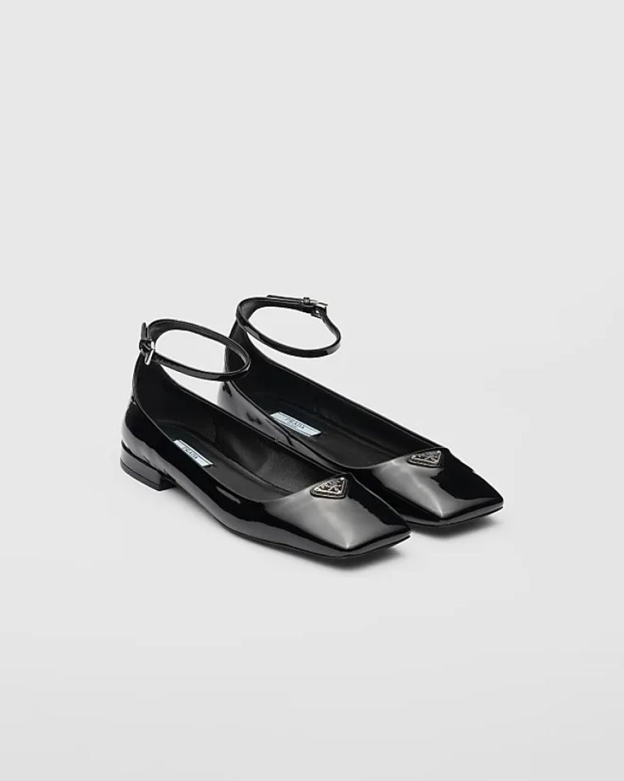 Frauen Prada Ballerinas | Ballerinas Aus Lackleder, Damen, Schwarz, Grose 35,5