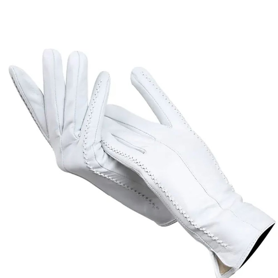 Frauen Generic Handschuhe | Damenhandschuhe Lammfell Damen Winterhandschuhe Damen Lederhandschuhe White 7.5