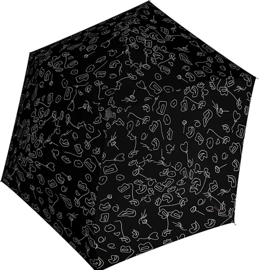 Frauen Knirps Regenschirme | Taschenregenschirm Knirps U.200 Ultra Light Duomatic, Speak Schwarz (Speak) Regenschirme Taschenschirme