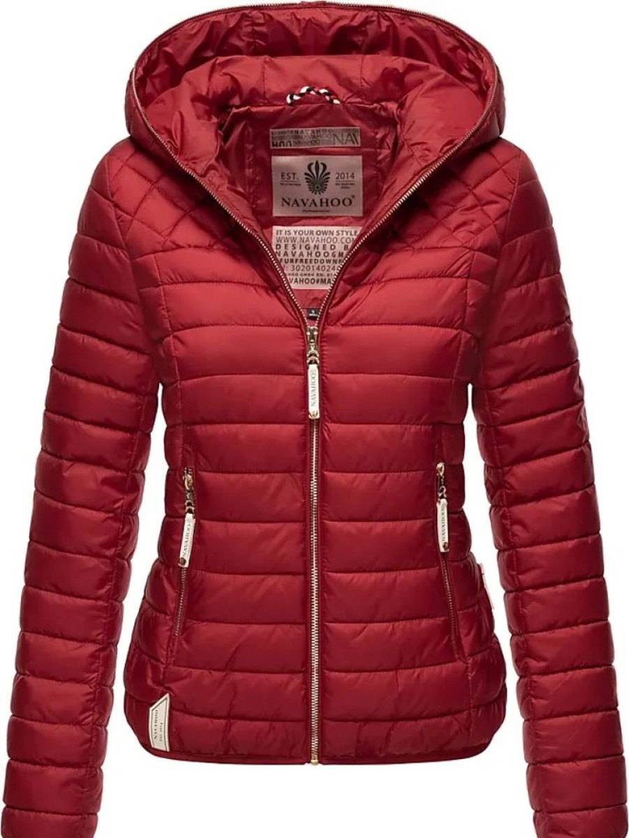 Frauen Navahoo Jacken | Damen Ubergangsjacke Stepp Jacke Gefuttert Mit Kapuze B838 [B838-Huebsch-Blood-Red-Gr.Xl]