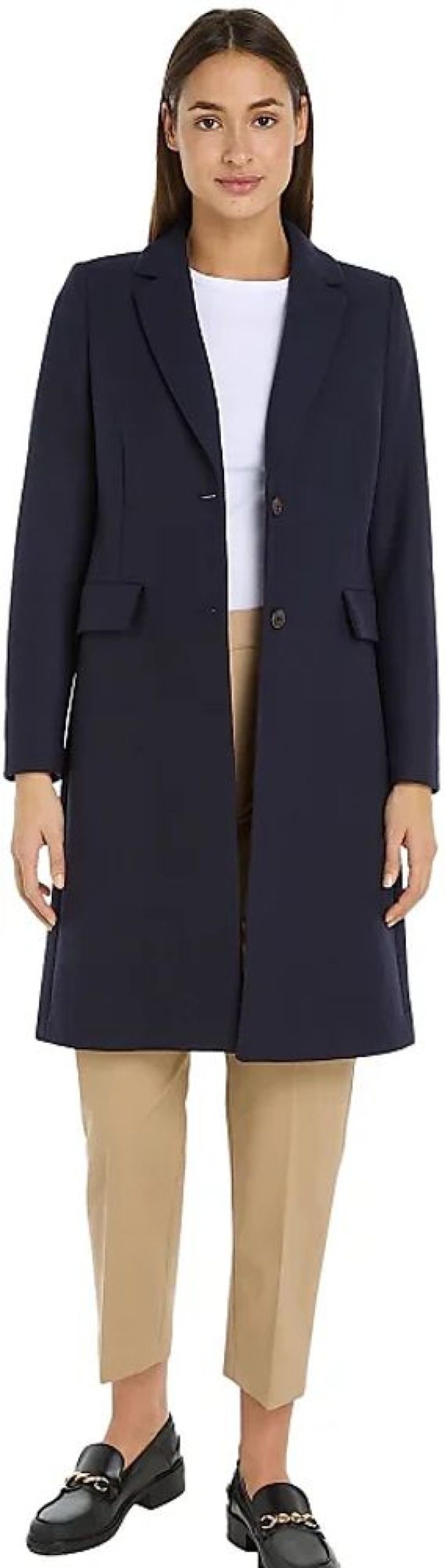 Frauen Tommy Hilfiger Mantel | Damen Mantel Wool Blend Classic Winter, Blau (Desert Sky), 40