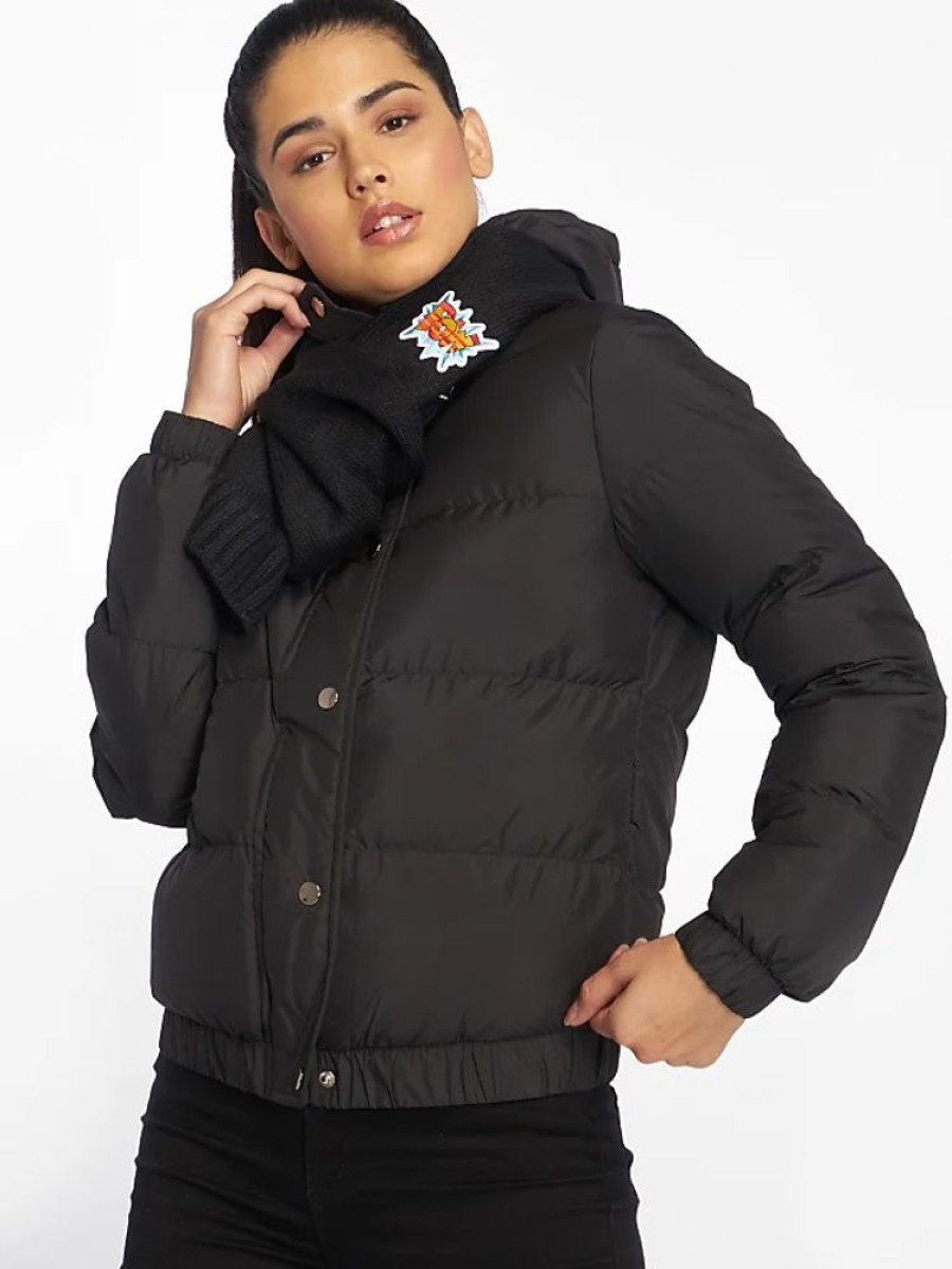 Frauen Urban Classics Jacken | Ladies Hooded Puffer Jacket In Schwarz