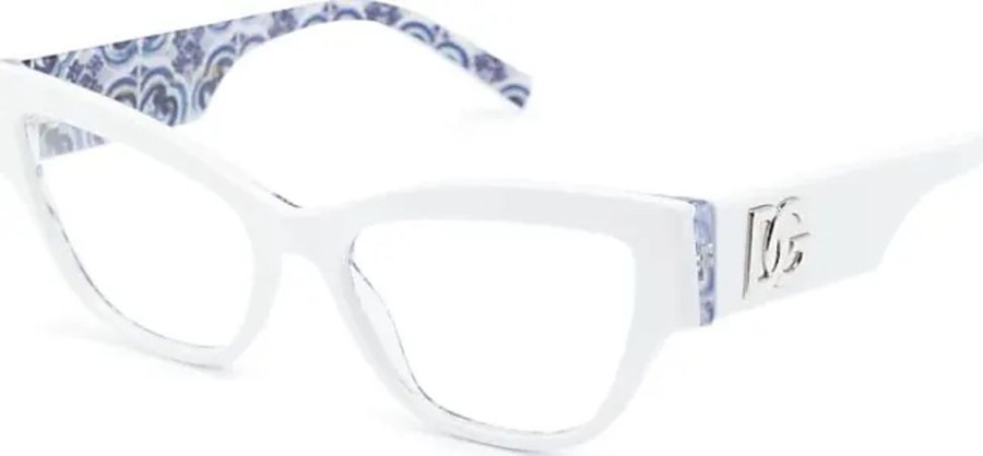 Frauen Dolce & Gabbana Eyewear Brillen | New Print Cat-Eye-Brille - Weis