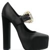 Frauen Versace Jeans Couture Pumps | Plateau-Pumps Aus Satin 150Mm - Schwarz