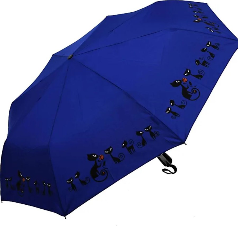 Frauen Doppler Regenschirme | Mini Taschenschirm Auf-Zu-Automatik Cats - Blue