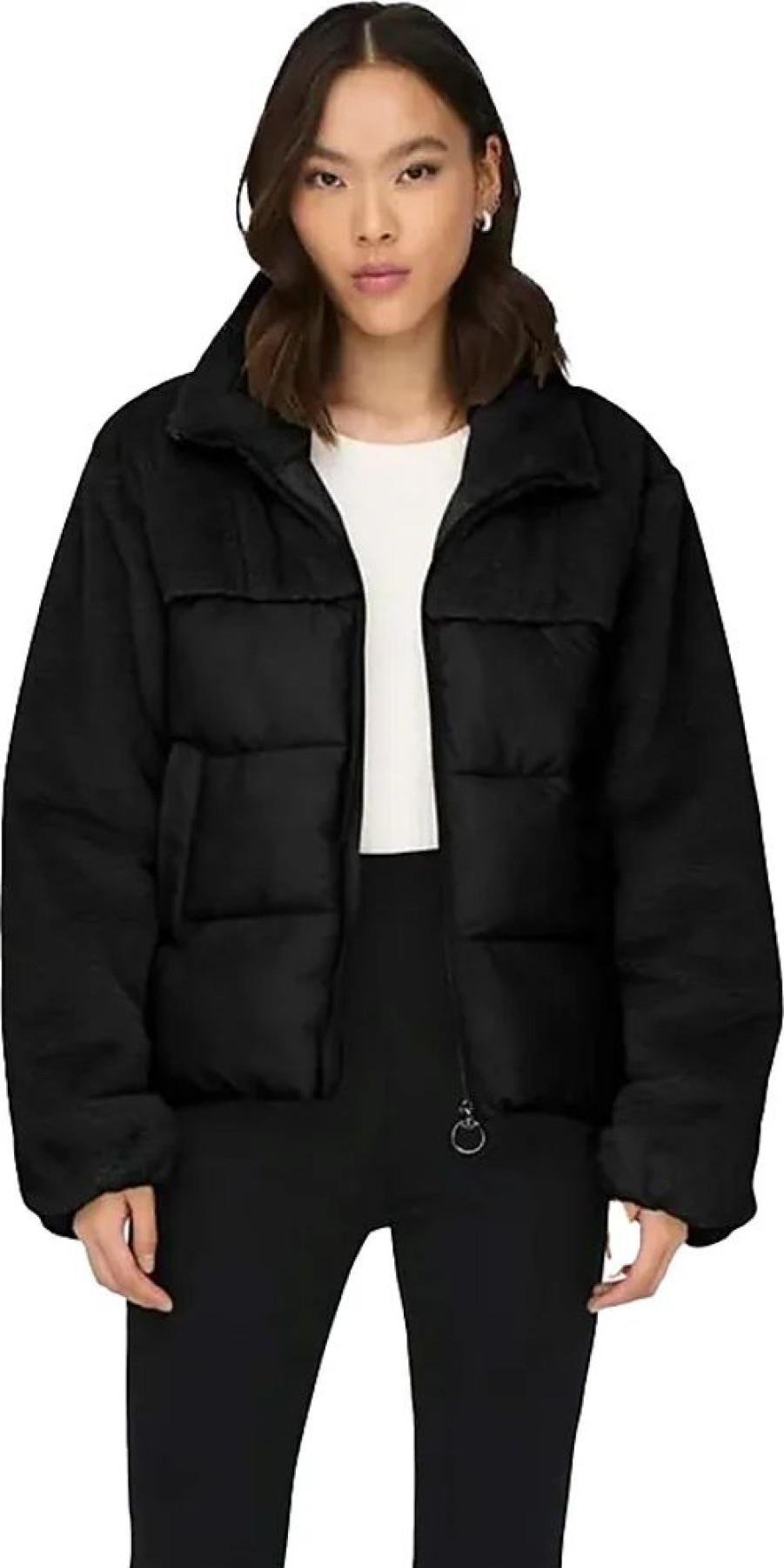 Frauen Only Jacken | Damen Onlwanja Fur Puffer Mix Jacket Cc Otw Pufferjacket, Black, Xs