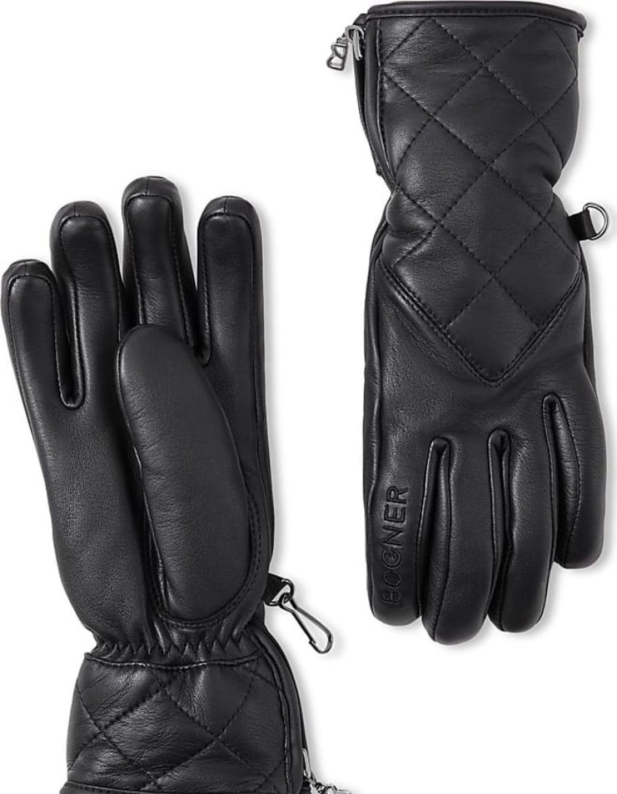 Frauen Bogner Handschuhe | Leder-Handschuhe Dana Fur Damen - Schwarz