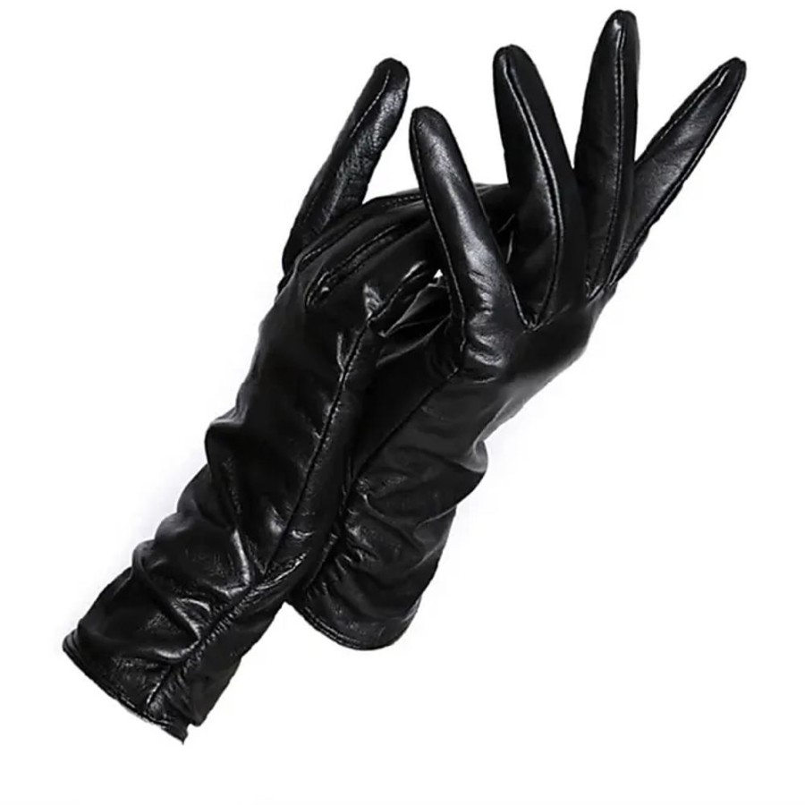 Frauen Generic Handschuhe | Winter-Lederhandschuhe Kurze Lederhandschuhe Frauen Handgelenkstraffung Design Winter-Lederhandschuhe Frauen Black 7.5