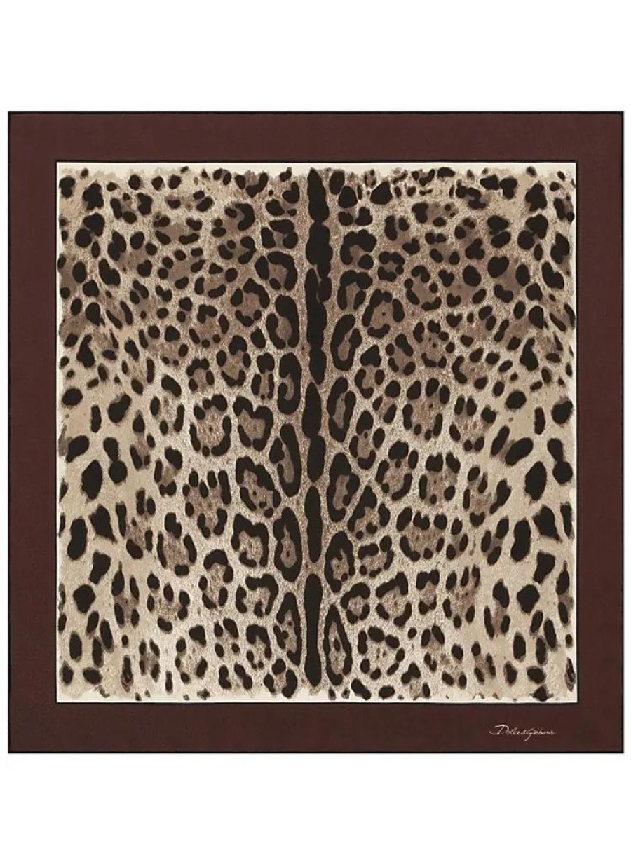 Frauen Dolce & Gabbana Schals | Seidenschal Mit Leoparden-Print - Braun