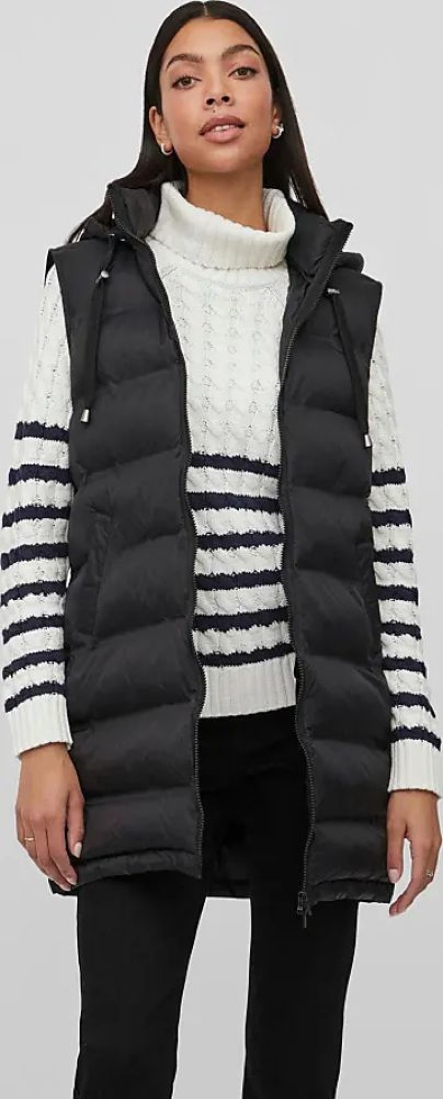 Frauen Vila Westen | Steppweste Vila Vitrish New Padded S/L Vest - Noos Gr. 36 (S), Schwarz (Black) Damen Westen Steppwesten Mit Kapuze