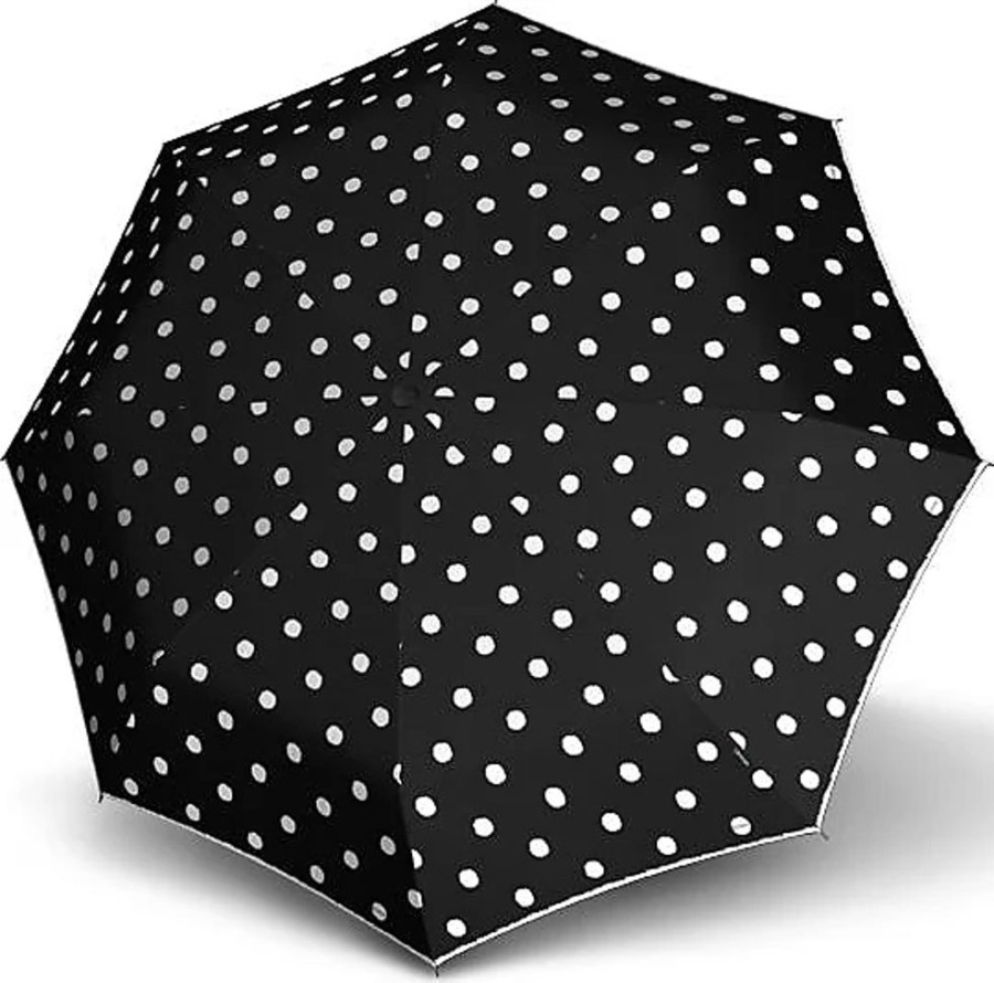 Frauen Knirps Regenschirme | Taschenregenschirm Knirps T.200 Medium Duomatic, Dot Art Black Schwarz (Dot Art Black) Regenschirme Taschenschirme