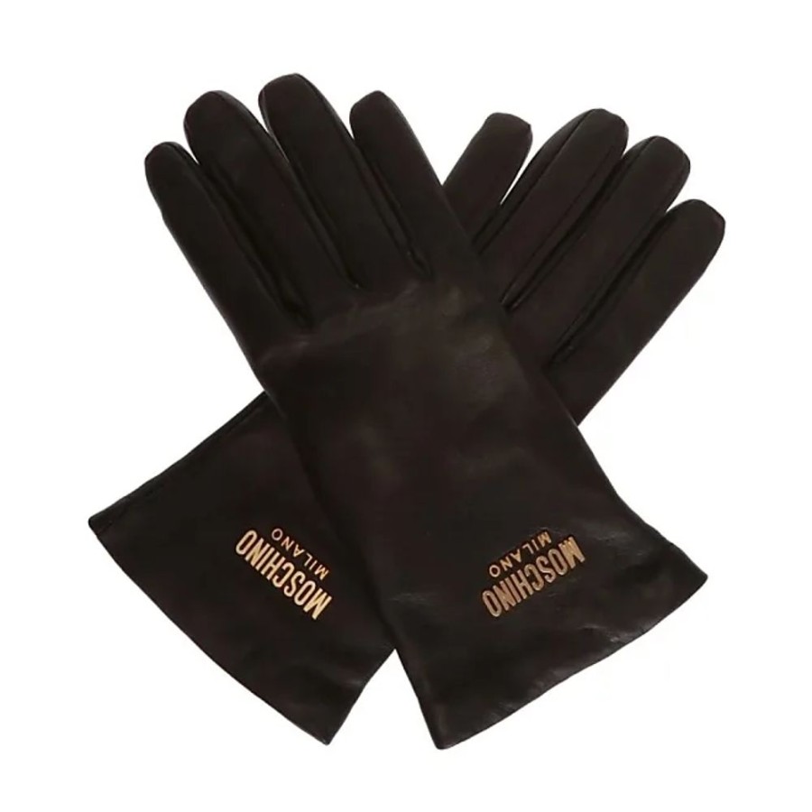 Frauen Moschino Handschuhe | Lederhandschuhe Mit Logo Moschino