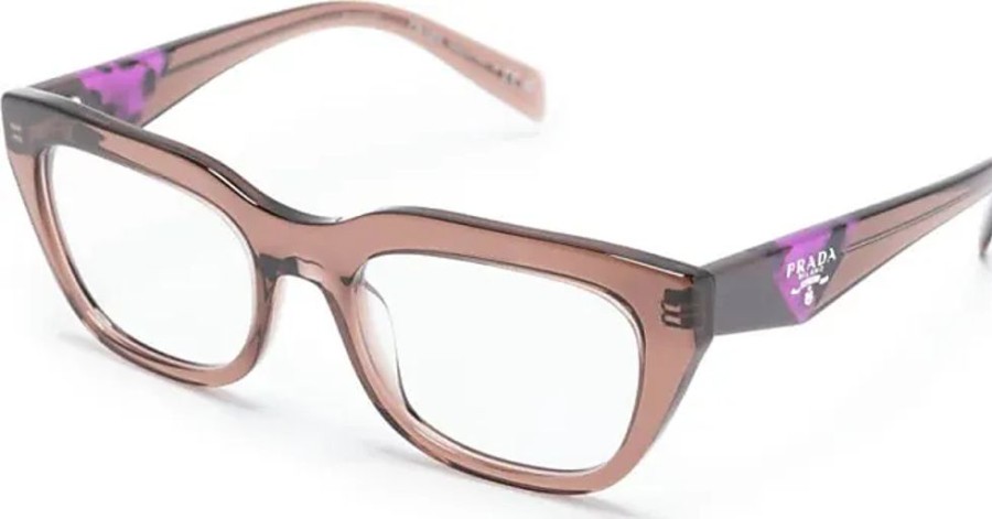 Frauen Prada Brillen | Transparente Brille Mit Eckigem Gestell - Braun