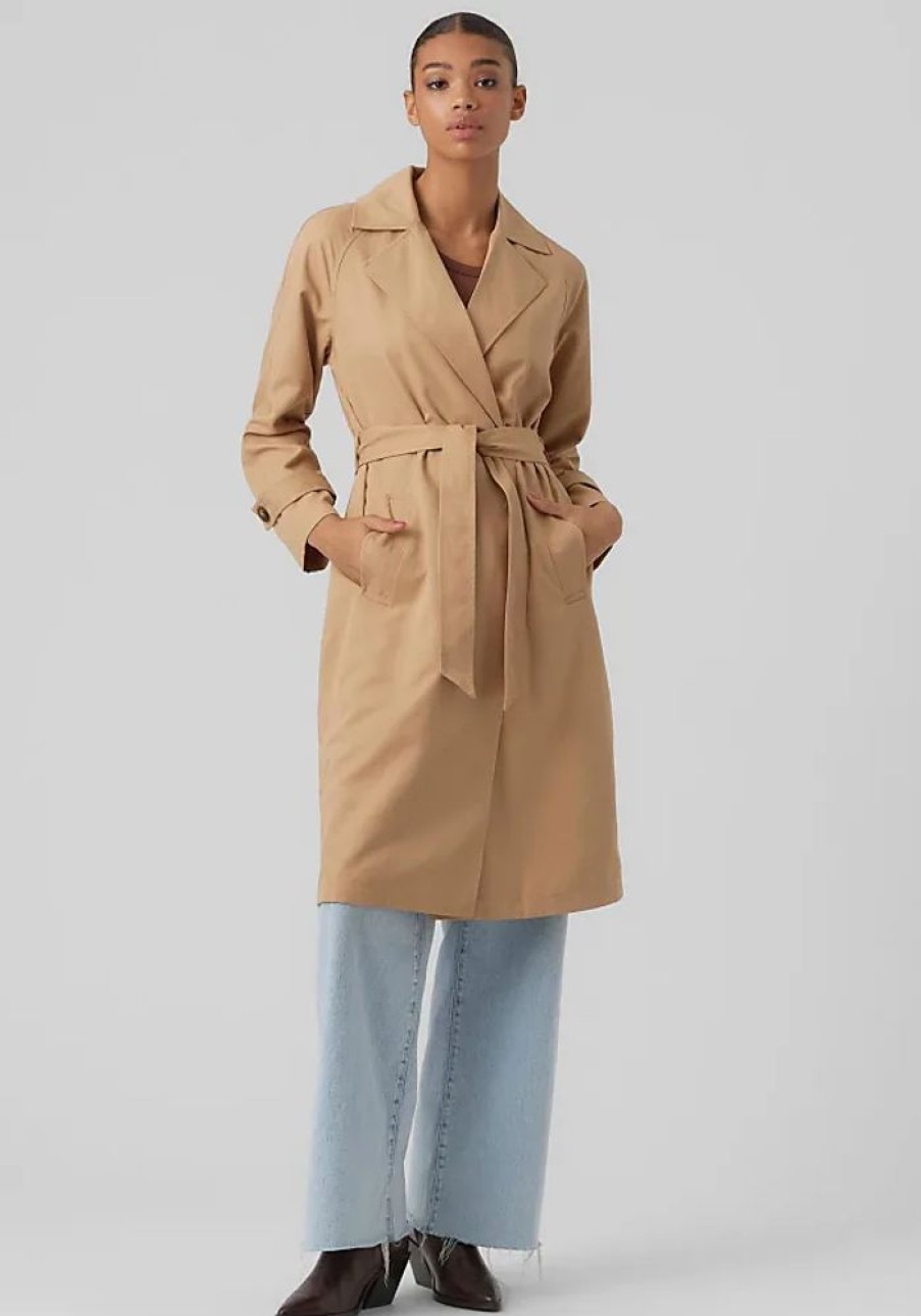 Frauen Vero Moda Mantel | Trenchcoat Vero Moda Vmlou Long Trenchcoat Noos Gr. M (38), Braun (Tannin) Damen Mantel Ubergangsmantel