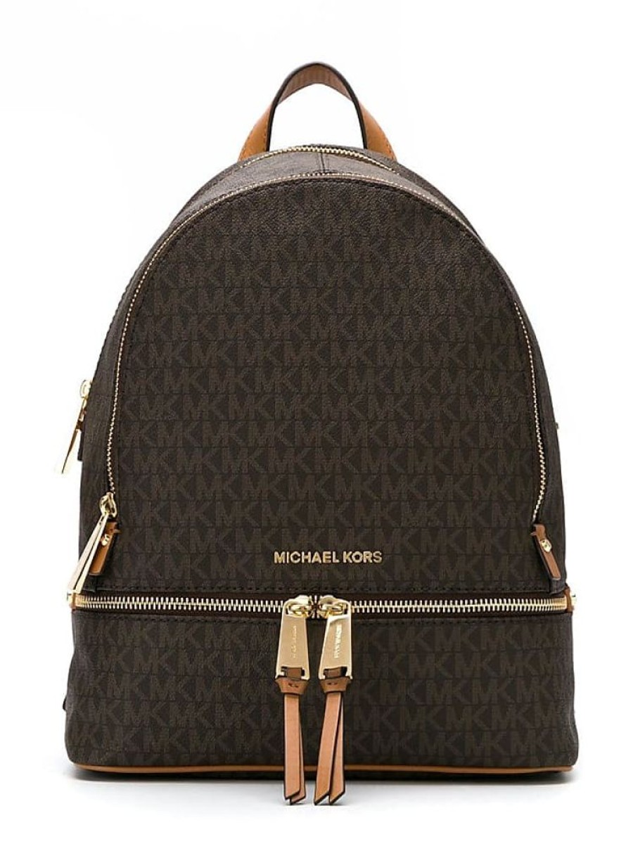 Frauen Michael Kors Taschen | Mittelgroser Rhea Rucksack Mit Logo-Print - Braun