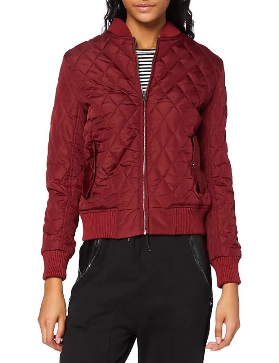 Frauen Urban Classics Jacken | Damen Diamond Quilt Nylon Jacket Jacke, Burgundy, Xs