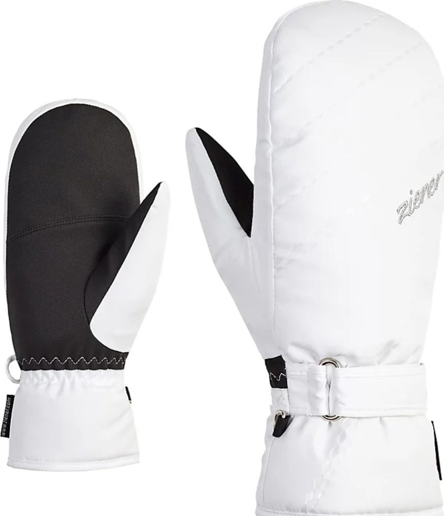 Frauen Ziener Handschuhe | Damen Korvana Ski-Faustling/Wintersport | Warm, Atmungsaktiv, White, 8,5