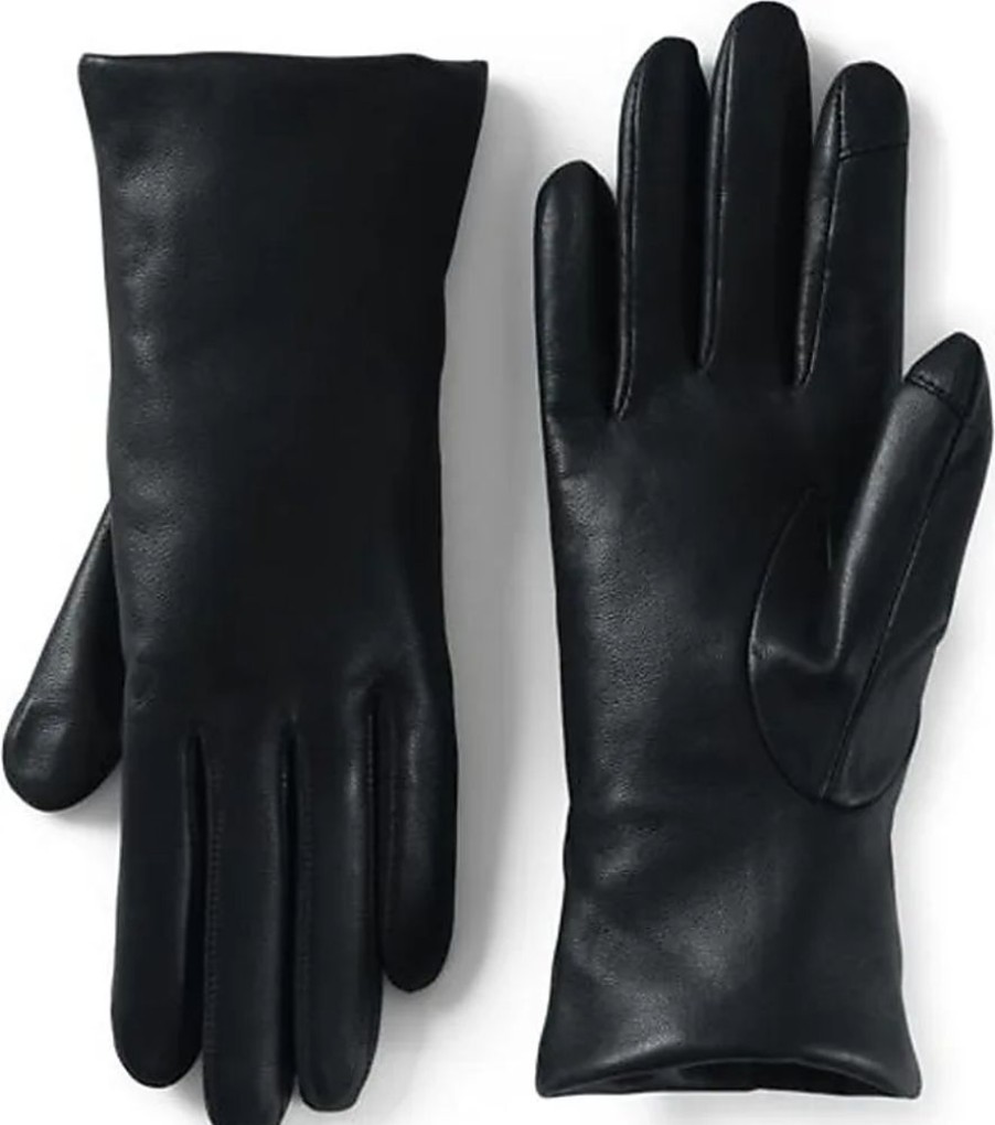 Frauen Lands End Handschuhe | Lederhandschuhe Mit Kaschmirfutter, Damen, Grose:Xl Regular, Schwarz, Kaschmir/Leder, By Lands End