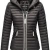 Frauen Navahoo Jacken | Damen Jacke Steppjacke Ubergangsjacke Gesteppt Herbst Kapuze B811 [B811-Kim-Pri-Anthrazit-Gr.Xl]