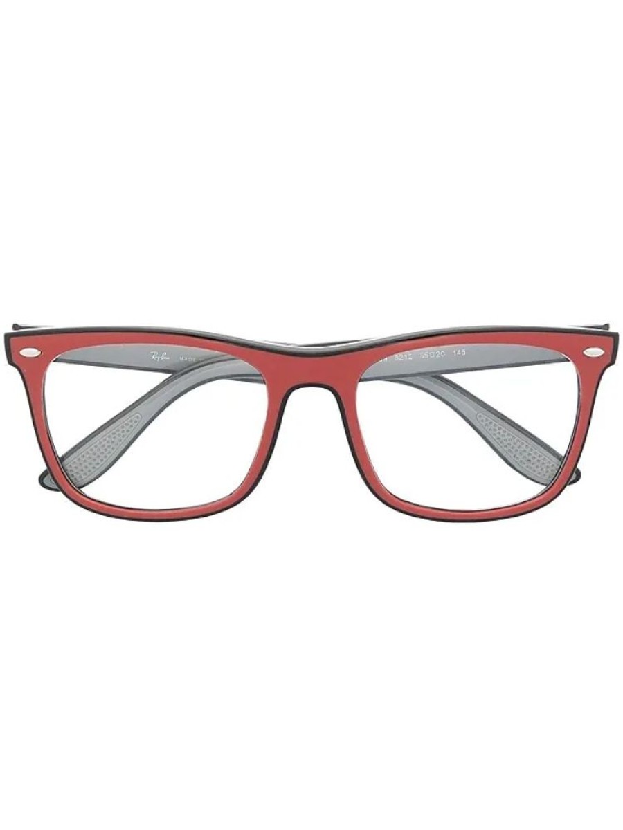 Frauen Ray-Ban Brillen | Eckige Brille Mit Logo - Rot