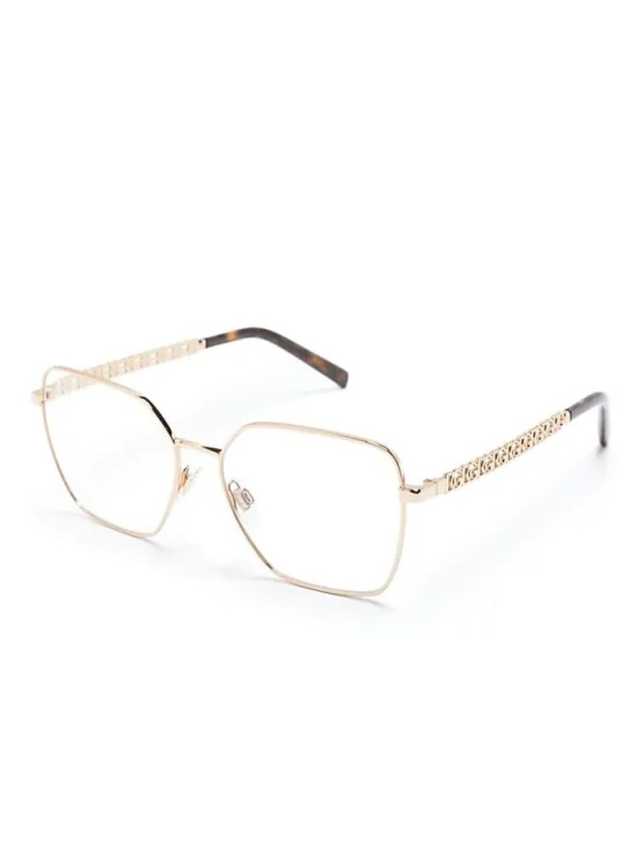 Frauen Dolce & Gabbana Eyewear Brillen | Eckige Brille In Schildpattoptik - Gold