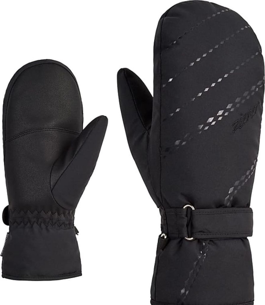 Frauen Ziener Handschuhe | Damen Korvana Ski-Faustling / Wintersport | Warm, Atmungsaktiv, Black, 7,5