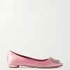 Frauen Manolo Blahnik Ballerinas | Hangisi Ballerinas Aus Satin Mit Kristallen - Pink