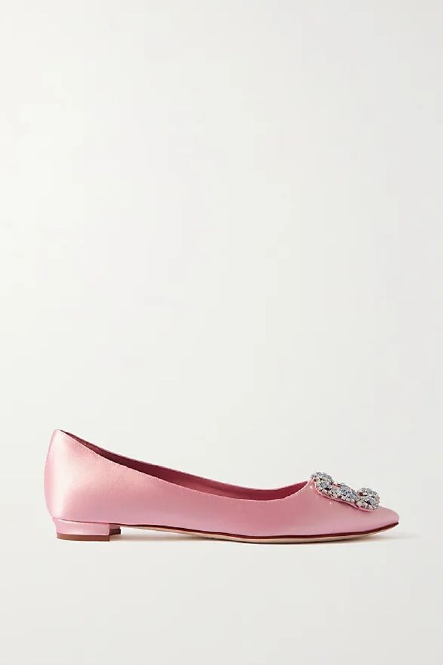 Frauen Manolo Blahnik Ballerinas | Hangisi Ballerinas Aus Satin Mit Kristallen - Pink