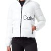 Frauen Calvin Klein Jeans Jacken | Damen Jacke Shiny Short Fitted Winterjacke, Weis (Ivory), Xs