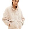 Frauen Tom Tailor Jacken | Damen 1039901 Jacke Mit Stehkragen, 34271-Beige Teddy, Xl