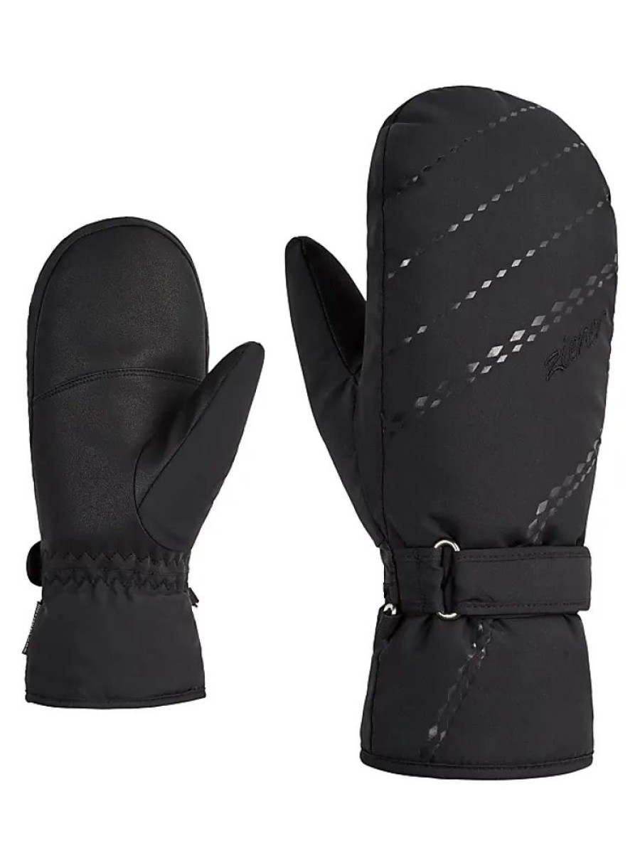 Frauen Ziener Handschuhe | Faustlinge Ziener Korvana Mitten Gr. 6,5, Schwarz Damen Handschuhe Faustlinge