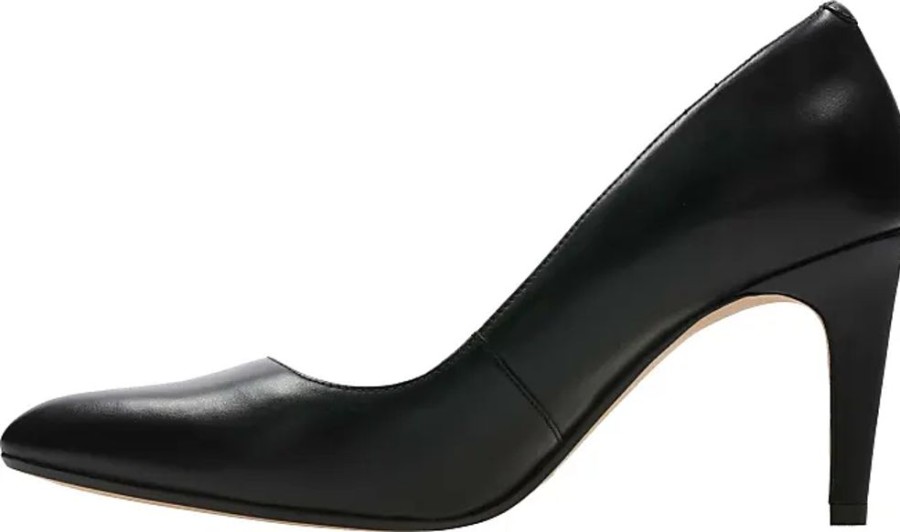 Frauen Clarks Pumps | Damen Laina Rae Pumps, Schwarz (Black Leather), 42 Eu