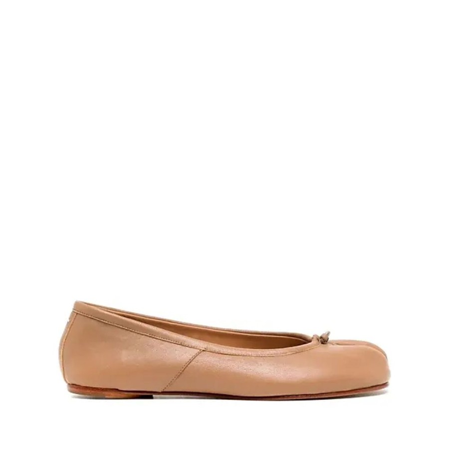 Frauen Maison Margiela Ballerinas | Beige Leder Ballett Flats Maison Margiela