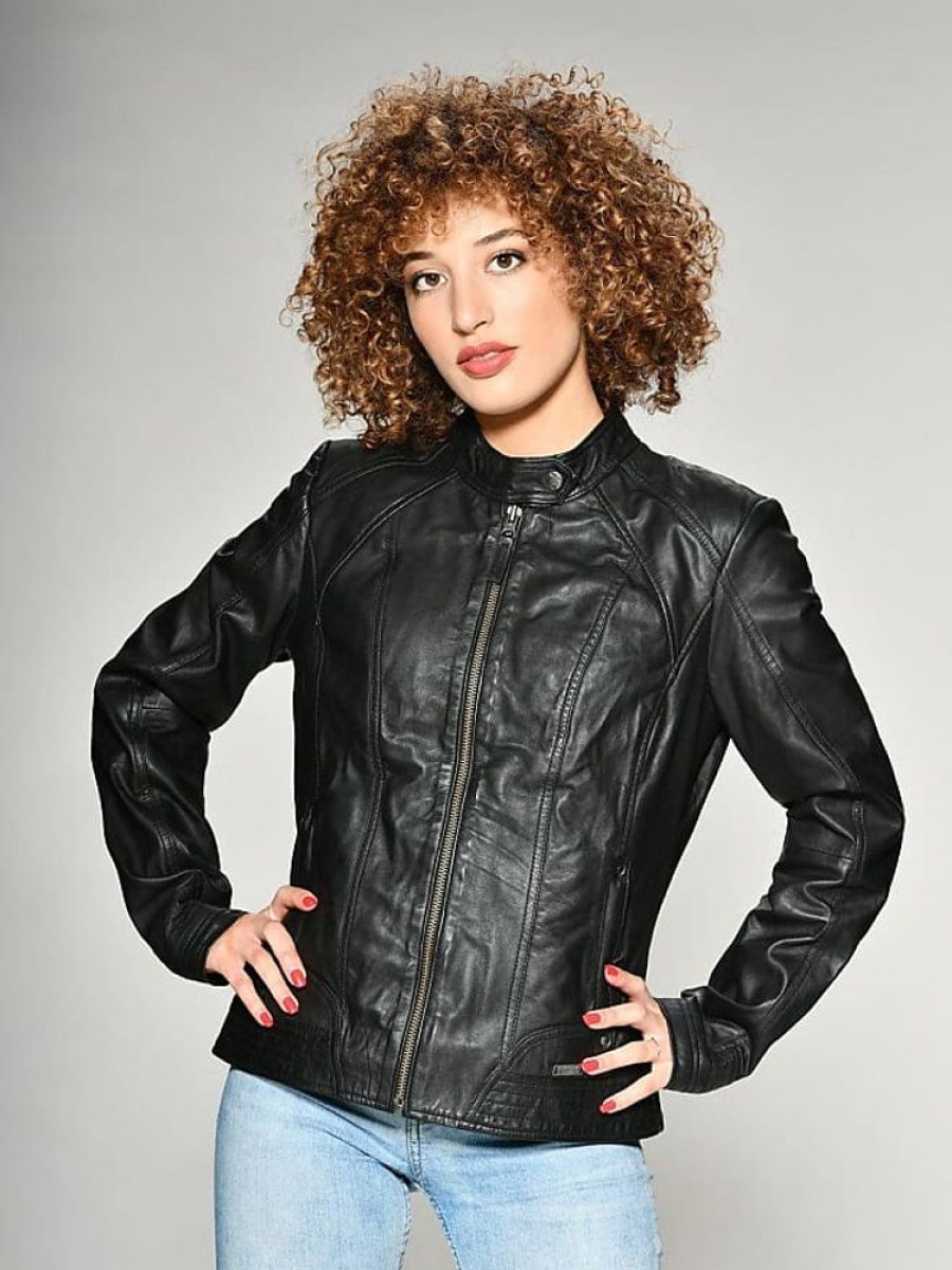 Frauen Mustang Jacken | Lederjacke Damen, Schwarz