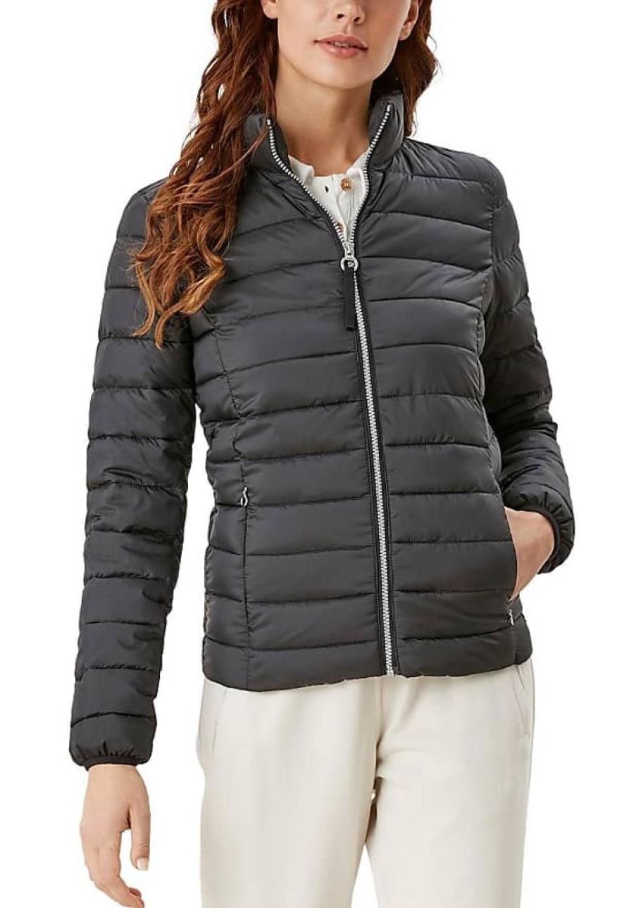 Frauen s.Oliver Jacken | Steppjacke S.Oliver Gr. 34, Schwarz Damen Jacken Steppjacken Mit Stehkragen