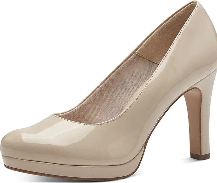 Frauen Tamaris Pumps | Damen Klassische Pumps, Frauen Absatzschuhe,Touchit-Fusbett,Bequem,Absatzschuhe,High Heels,Heels,Stoeckelschuhe,Beige Patent,37 Eu