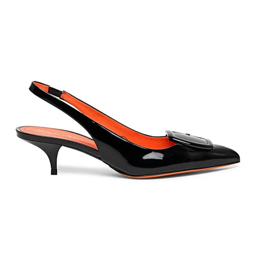 Frauen Santoni Pumps | Lackleder Slingback Mit Schnallendetail Santoni