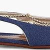 Frauen Zimmermann Ballerinas | Flache Slingback-Schuhe Mit Spitzer Kappe Aus Canvas Mit Verzierung - Blau - Eu 37