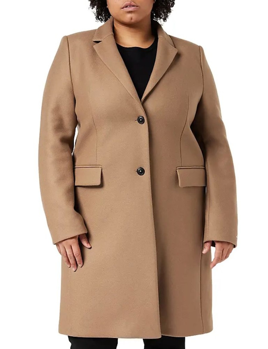 Frauen Tommy Hilfiger Mantel | Damen Wool Blend Classic Coat Gewebte Mantel, Countryside Khaki, 46