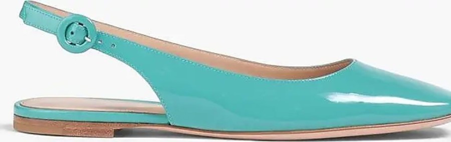 Frauen Gianvito Rossi Ballerinas | Tish 05 Flache Slingback Schuhe Aus Lackleder - Blau - Eu 35.5