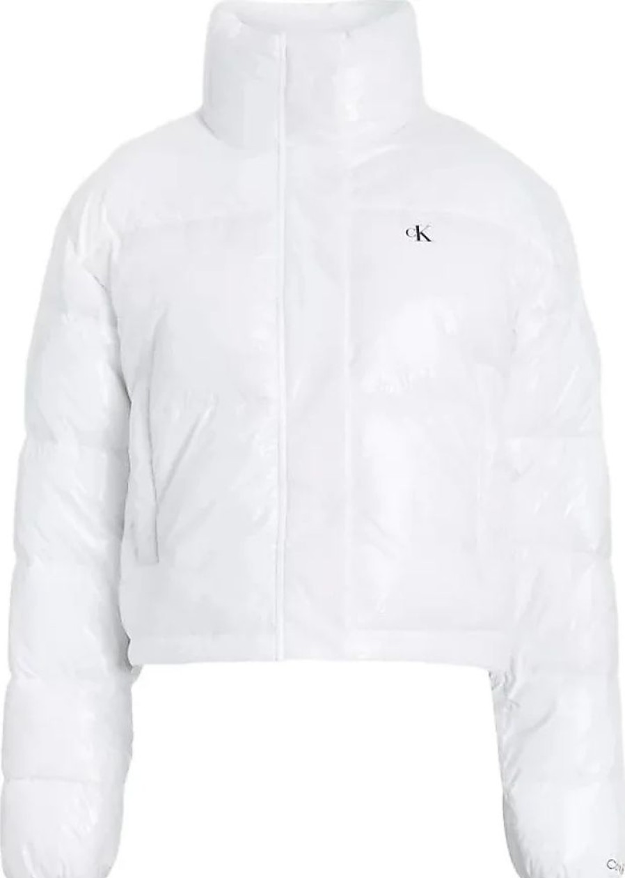 Frauen Calvin Klein Jacken | Glanzende Kurze Steppjacke Calvin Klein