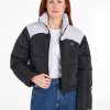 Frauen Calvin Klein Jeans Jacken | Steppjacke Calvin Klein Jeans Non Down Cropped Puffer Gr. Xxl (44), Schwarz Damen Jacken Steppjacken