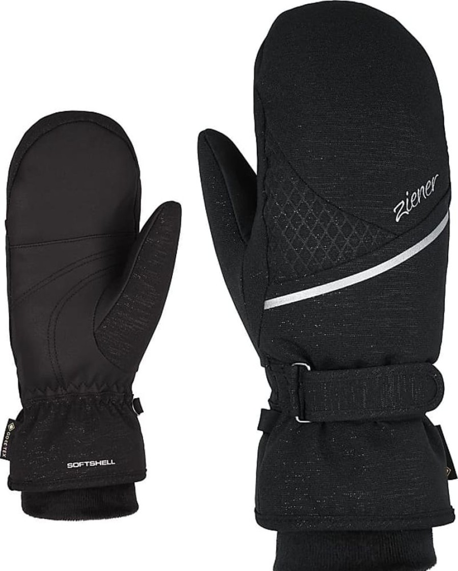 Frauen Ziener Handschuhe | Damen Kiani Mitten Ski-Faustling/Wintersport | Wasserdicht, Atmungsaktiv, Warm, Gore-Tex, Black, 7.5